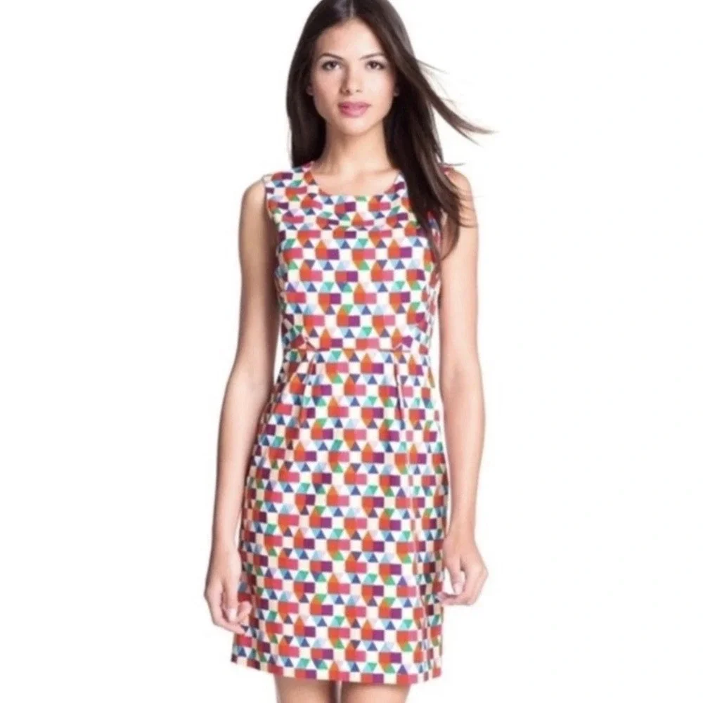 Kate Spade New York Abbey Colorful Geometric Print Dress Silk Blend size 8